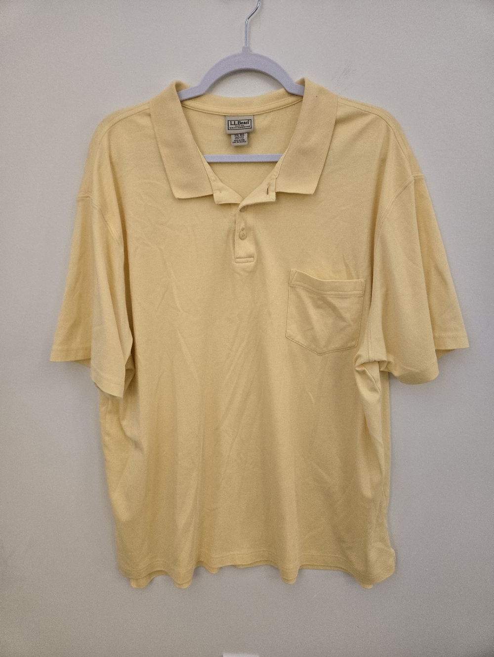 L.L. Bean Yellow Pima Cotton Polo Shirt XXL Men's Short Sleeve Classic Fit